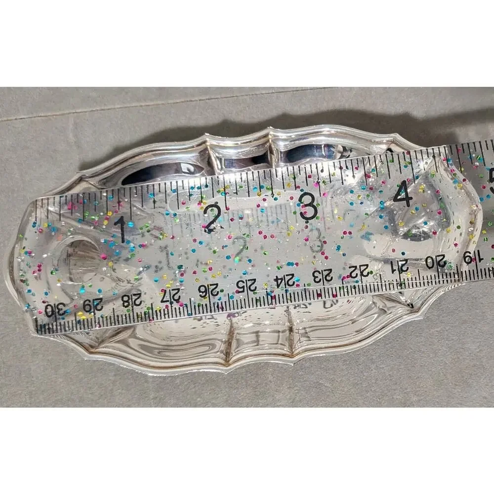 Vintage Wm Rogers & Son Silverplate Chippendale Oval Trinket Tray Dish